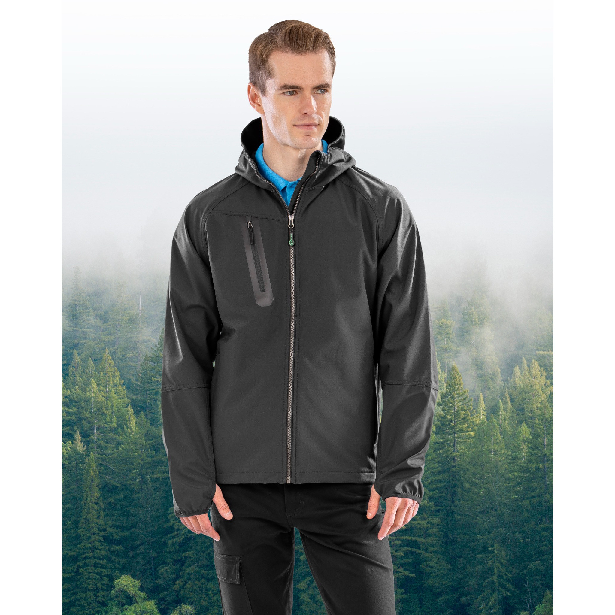 3-LAYER RECYCLED PRINTABLE CASUAL HOODED  SOFTSHELL